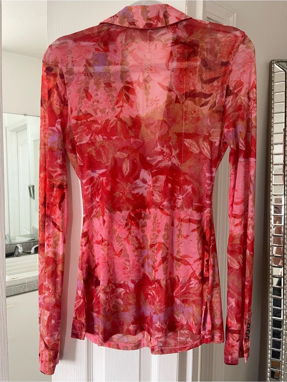 Free People Red Floral Long-Sleeve Women’s Top